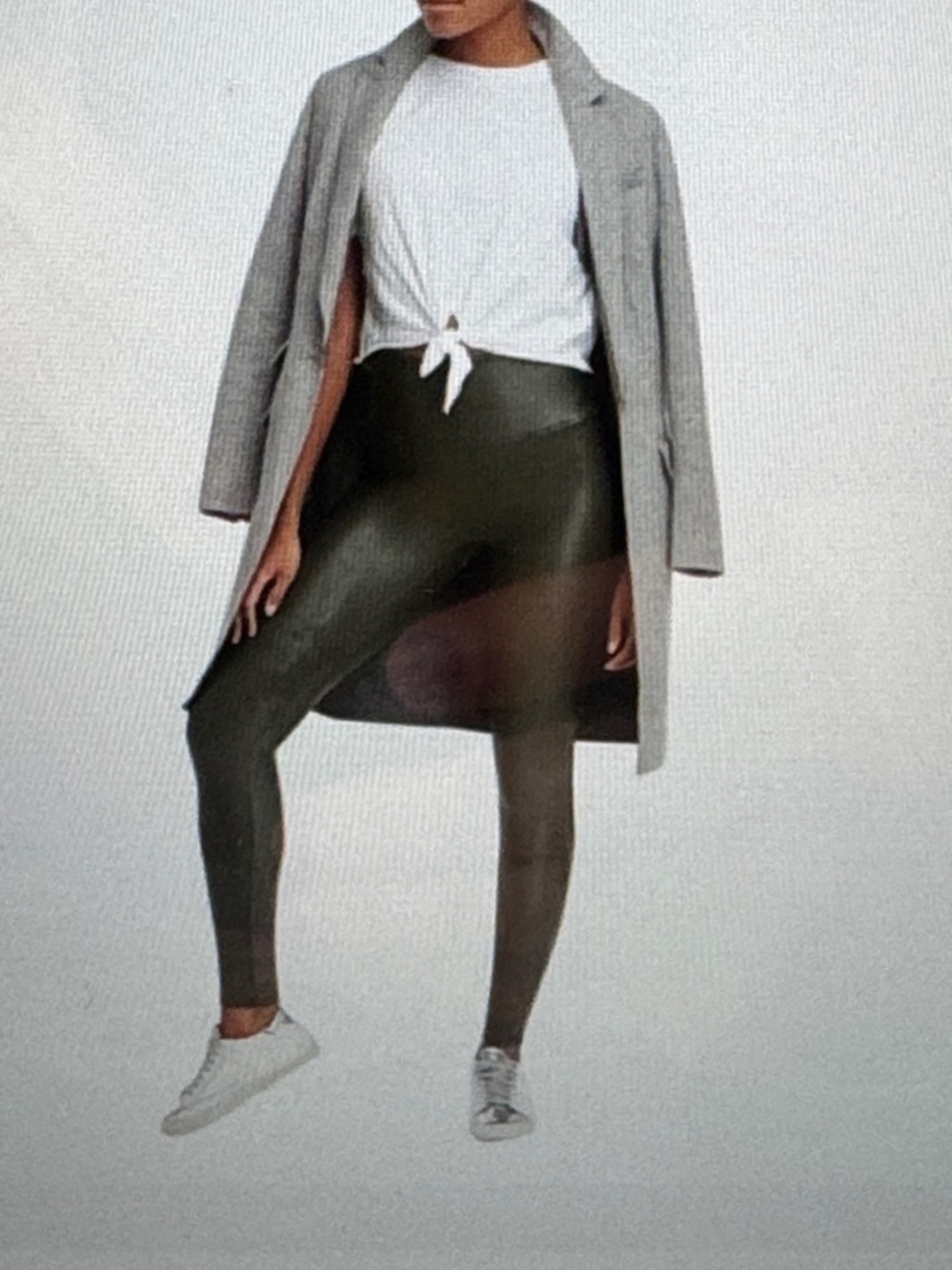 SPANX Faux-Leather Leggings in olive size medium